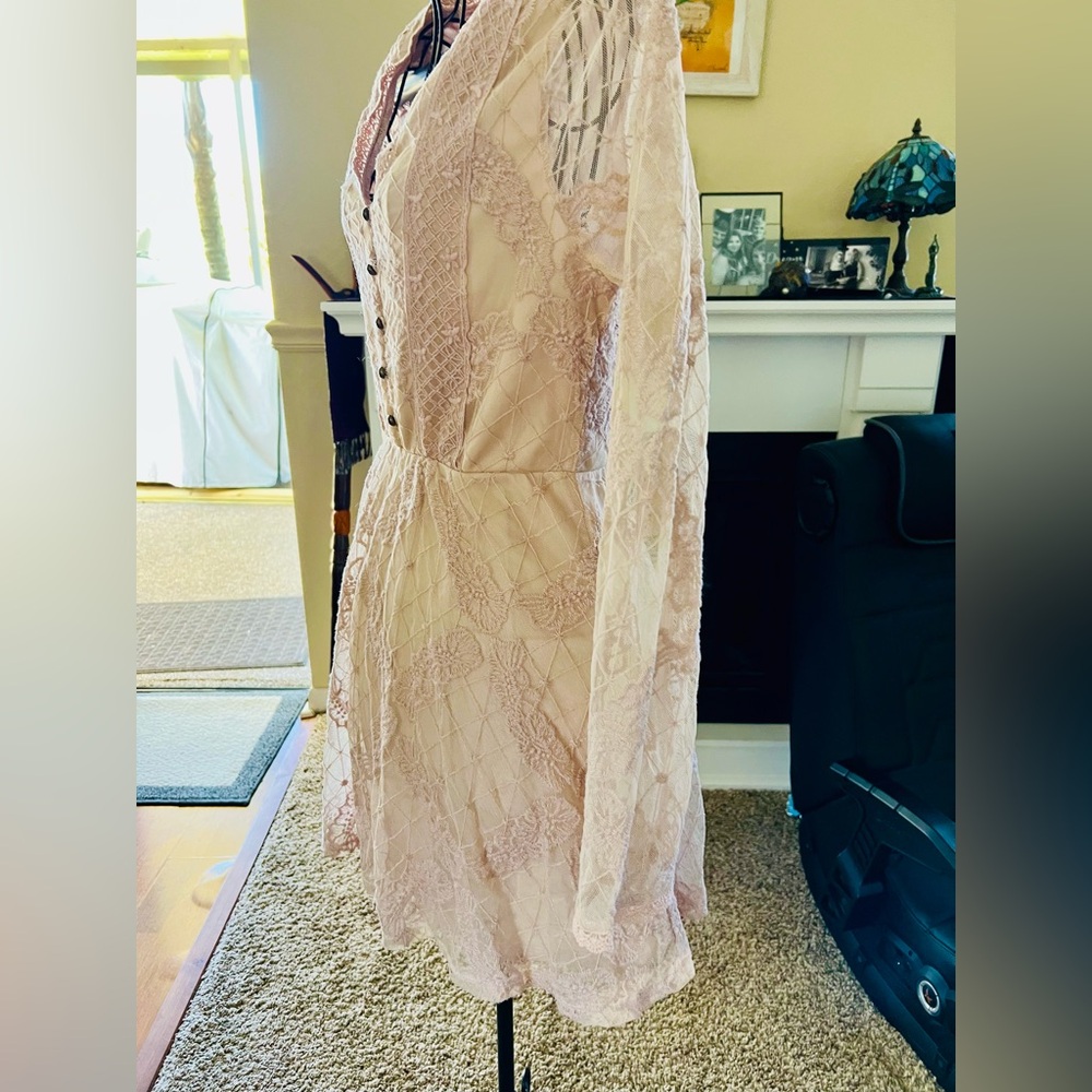 Elegant Lace Pink Dress